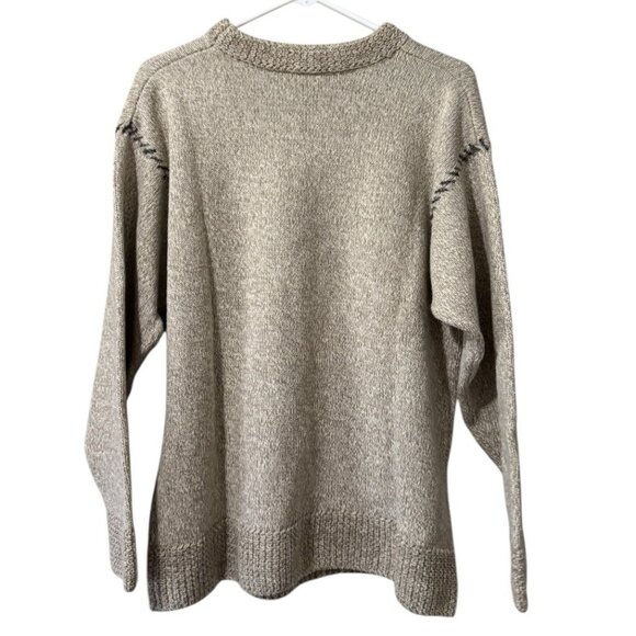 LizSport Size Medium Forest Landscape Knit Sweater Natural Oatmeal 90's VTG - Picture 2 of 11